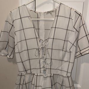 Charlotte Russe grid print lace up romper